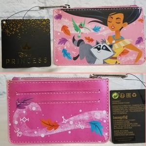 Loungefly Princess Pocahontas Meeko Flit Pink Disney Cardholder Wallet Case New